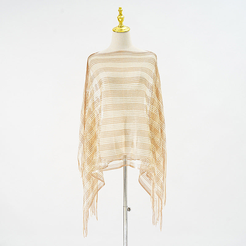 Sexy Mesh Sunscreen Striped Sunscreen Shawl Scarf Lady Shawl Towel Bella Mia