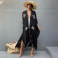 Rayon Embroidered Loose Long Cardigan Beach Sun Protection Coat Beach Cover Up Swimsuit Outwear Women Bella Mia