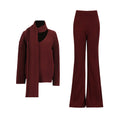 Women Autumn Winter High Grade Elegant Knitted Two Piece Scarf Design Loose Wide Leg Pants Set Bella Mia