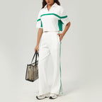 Tennis Sports Two Piece Sets Contrast Color Golf Apparel Suit Loose Casual Running Fitness Clothes Bella Mia