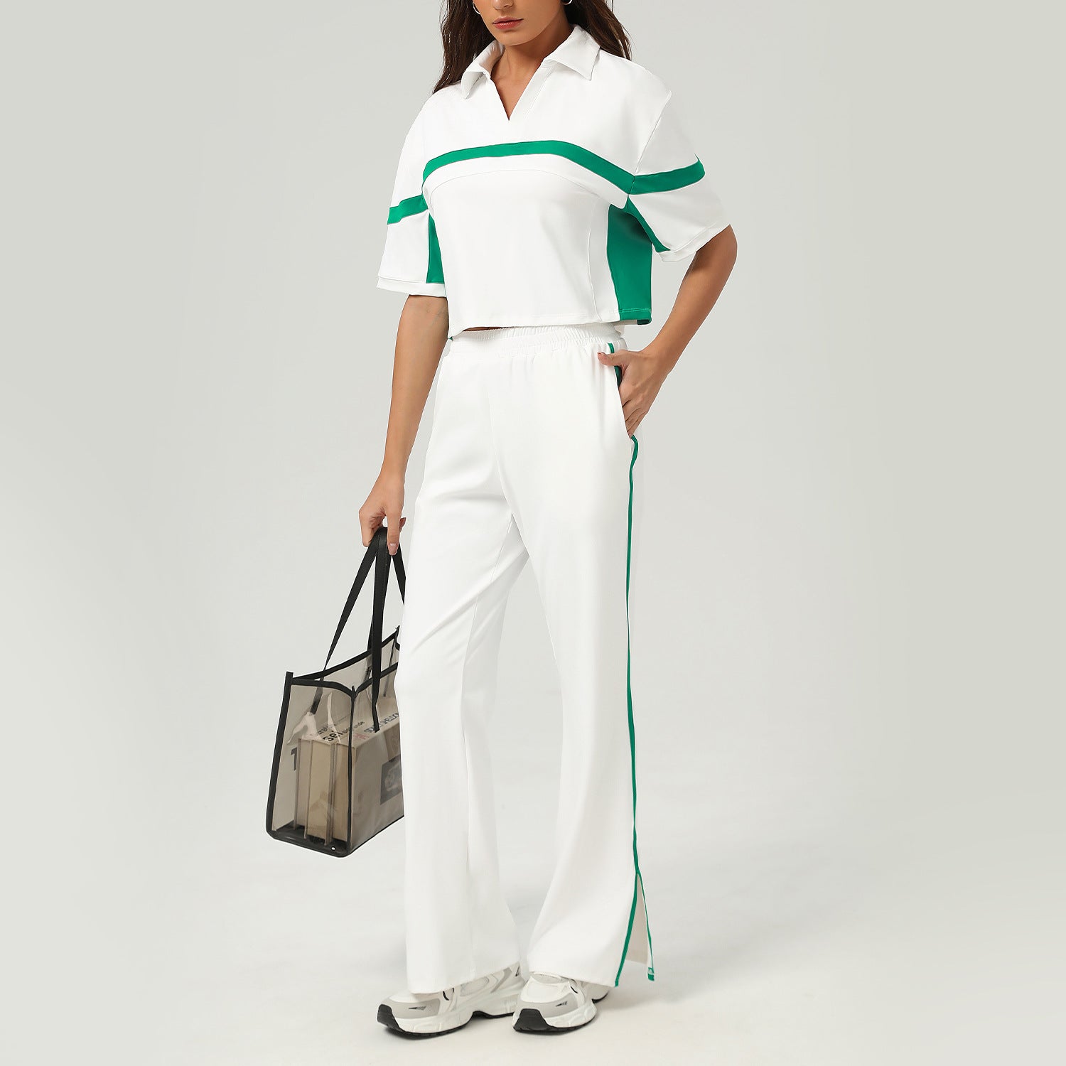 Tennis Sports Two Piece Sets Contrast Color Golf Apparel Suit Loose Casual Running Fitness Clothes Bella Mia