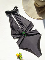 Bikini Double One-Piece Swimsuit Sexy Bikini Swimsuit Women Backless Swimsuit Solid Color Bella Mia