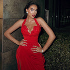 Sexy Suspenders Halter Split Sexy Backless Women Dress Bella Mia