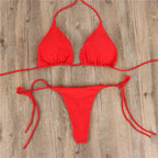 Sexy Sling Halter Bikini Women High Waist Strap Solid Color Split Swimsuit Bikini Bella Mia