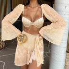 Bikini Three Piece Long Sleeve Tassel Sexy Split Swimsuit Women Bikini Bella Mia
