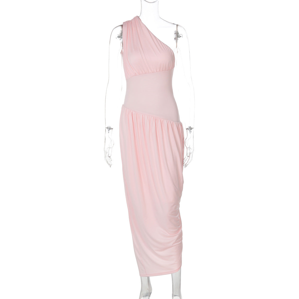 Women Wear Summer Sexy Pleated Stitching Solid Color Shoulder Dress Women Bella Mia