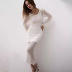 Summer Beach Dress Sexy Cutout See through Sun Protection by the Sea Beach Cover Up Knitted Dress Bella Mia