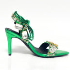 11cm Pointed Gold Rivet Rhinestone Stiletto Heels Summer Sandals Shoes Bella Mia