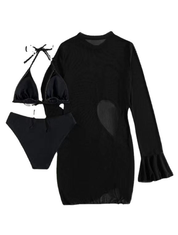 First See Clothing Bikini Three Piece Swimsuit Women Sexy Solid Color Slimming Blouse Swimsuit Bella Mia