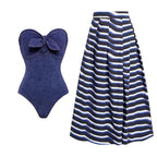 【MOQ-5 packs】 Cowboy Siamese Women Swimsuit European French Retro Cover Belly Slimming Swimsuit Vacation Beach Dress Bella Mia