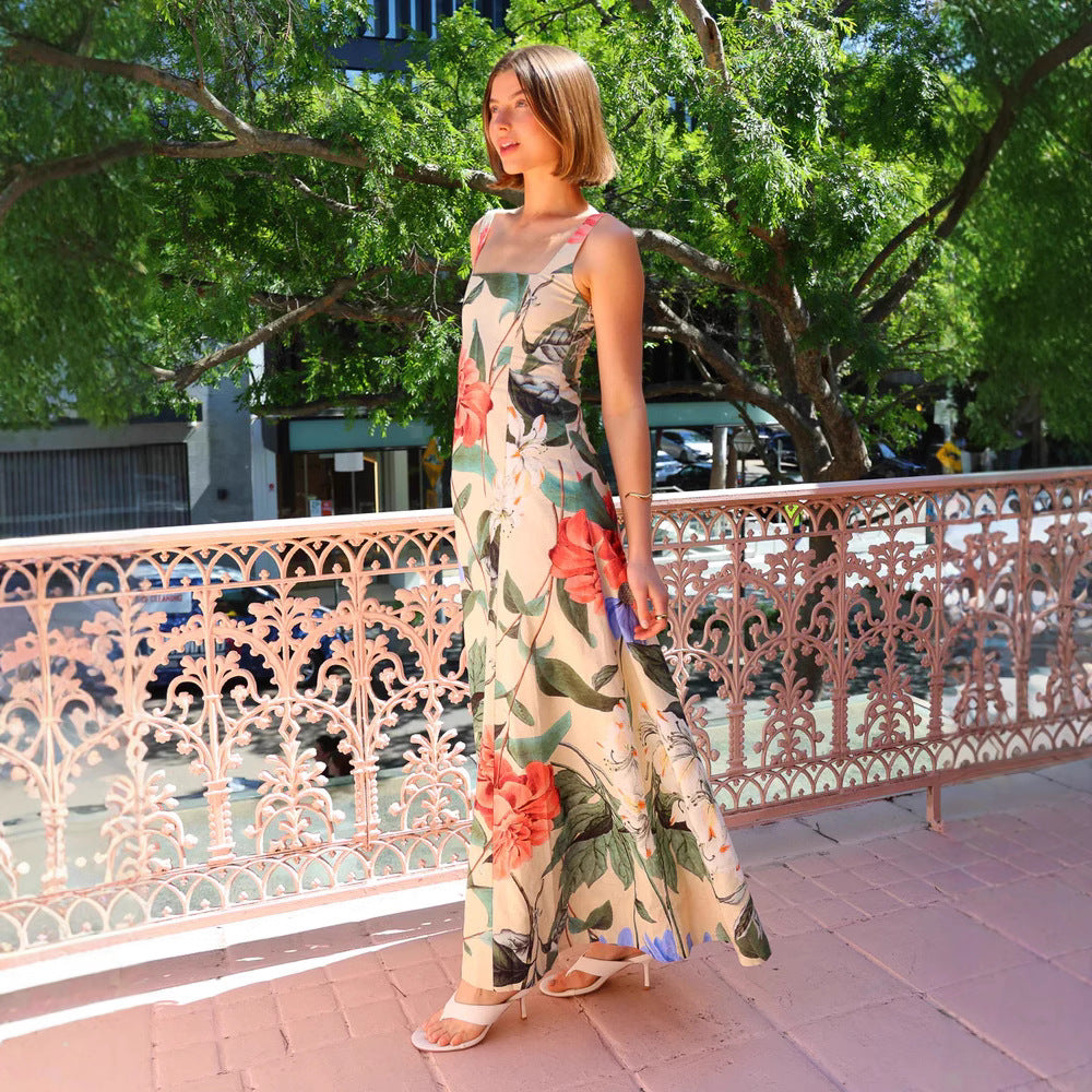 Summer Dress Printed Spaghetti Straps Slimming Dress Bella Mia