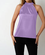 Women' Summer Satin Vest Women off Shoulder Halter Satin Top Bella Mia