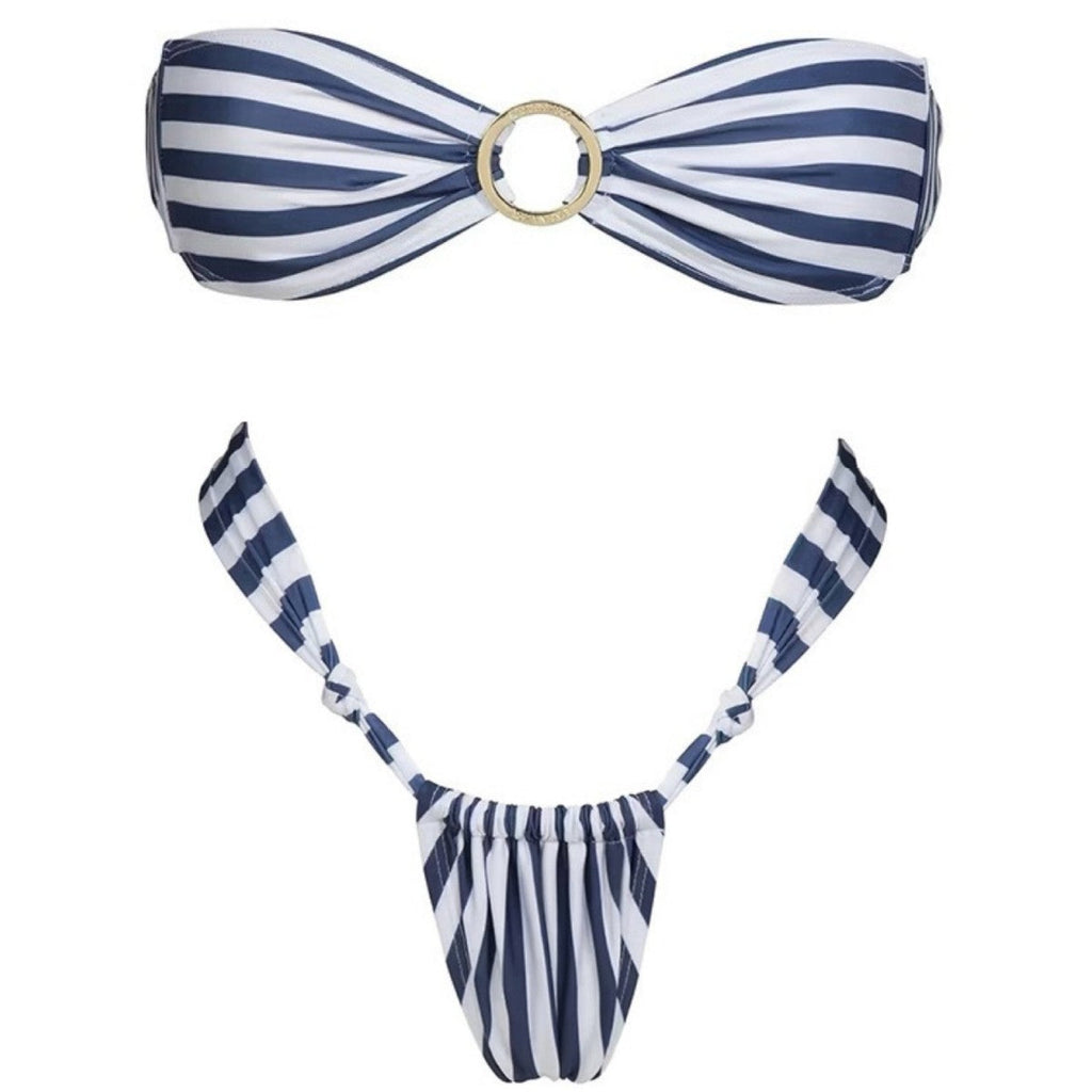 Striped Tube Top Sexy Bikini Summer Backless Split Swimsuit for Women Bella Mia