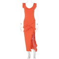 Summer Dress U Collar Wooden Ear Slim Fit Backless Dress Women Bella Mia