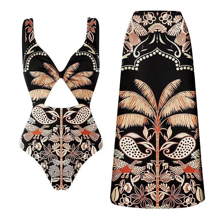 Lonkey Swimwear Retro Printed Mesh Trousers Conservative Swimwear Bikini Bella Mia