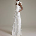 High Grade Stitching Floral Summer White Slim Fit Slim Backless Dress Women Bella Mia