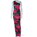 Floral Printed Sexy Oblique Shoulder Sleeveless Pullover Sheath Maxi Dress Women Bella Mia