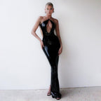 Summer Sexy Nightclub Cutout Halter Backless Sequin Maxi Dress Women Clothing Dress Bella Mia