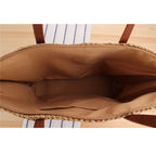 Solid Color Simple Shoulder Straw Bag Japanese Korean Woven Bag Daily Office Casual Vacation Women Bag Bella Mia