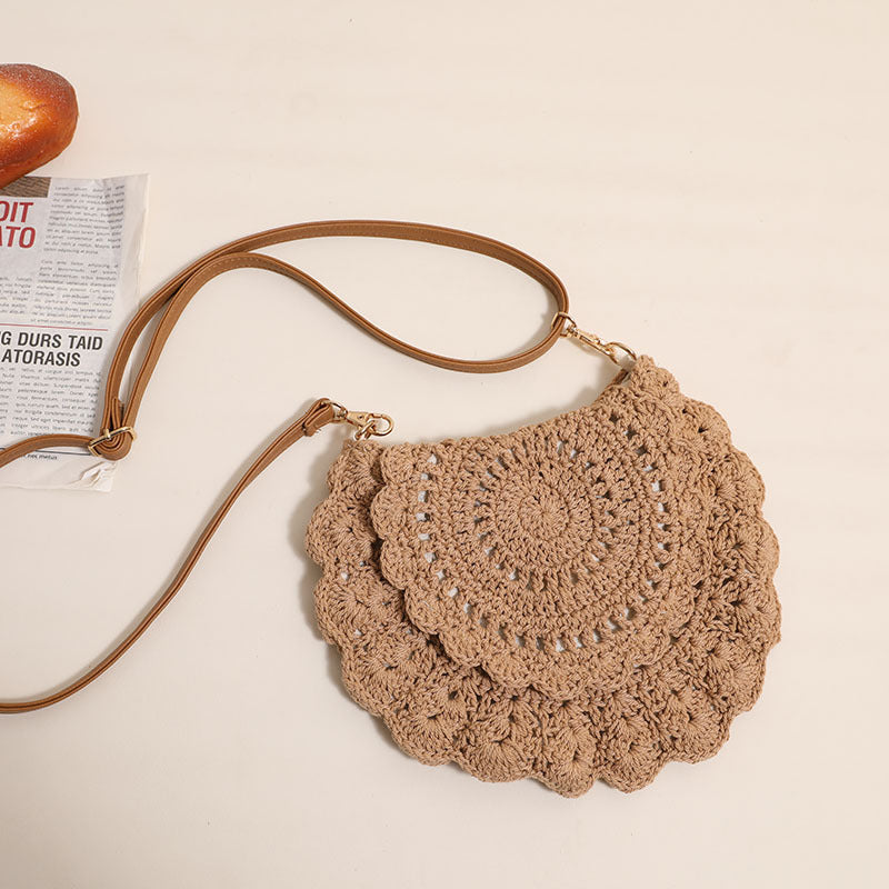 Lace Crossbody Cotton Thread Woven Bag Hollow Out Cutout Shoulder Straw Bag Vacation Beach Bag Women Bag Bella Mia