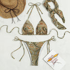 Women Swimsuit Split Printed Swimsuit Lace up Sexy Summer Women Bikini Bella Mia