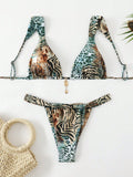 Printed Lace up Swimsuit Women Three Point Sexy Beach Bikini Spring Swimsuit Bella Mia