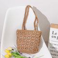 Korean Hollow Out Cutout Cotton Thread Hand Woven Bag Chi Elegant One Shoulder Portable Straw Weaved Bag Seaside Vacation Beach Bag Bella Mia