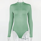 Autumn Winter Bottoming Shirt Women Clothing Long Sleeve Zipper Tight Bodysuit Bella Mia