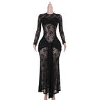 Fall Type Hip Sexy See through Slim Lace Dress Women Bella Mia