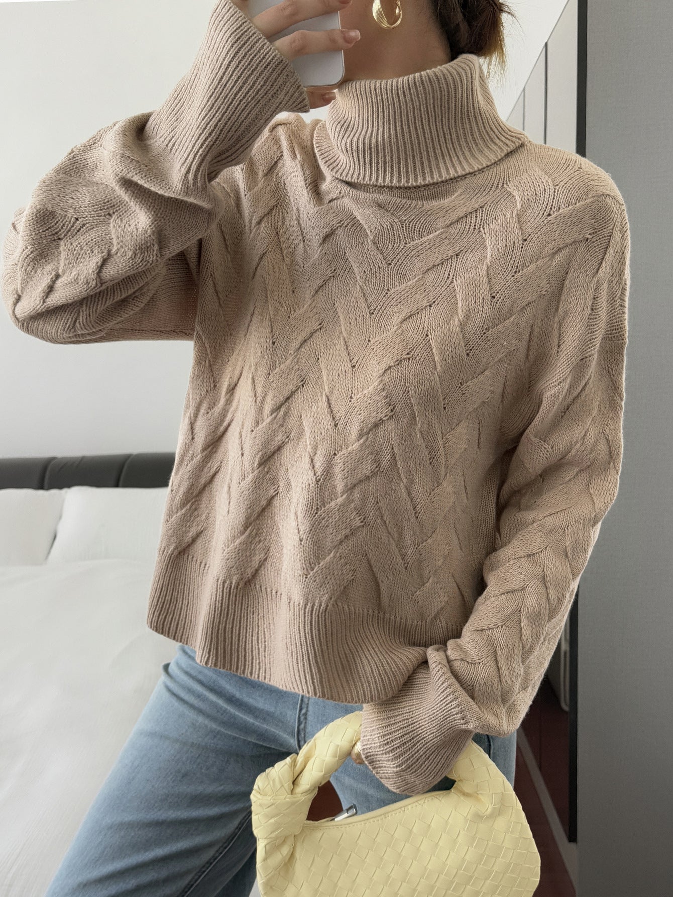 Women Clothing Autumn Winter Casual Solid Color Wool Long Sleeve Sweaters Bella Mia