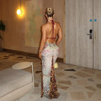 Spaghetti Strap Floral Print Cropped Outfit Holiday Dress Summer Backless Bella Mia