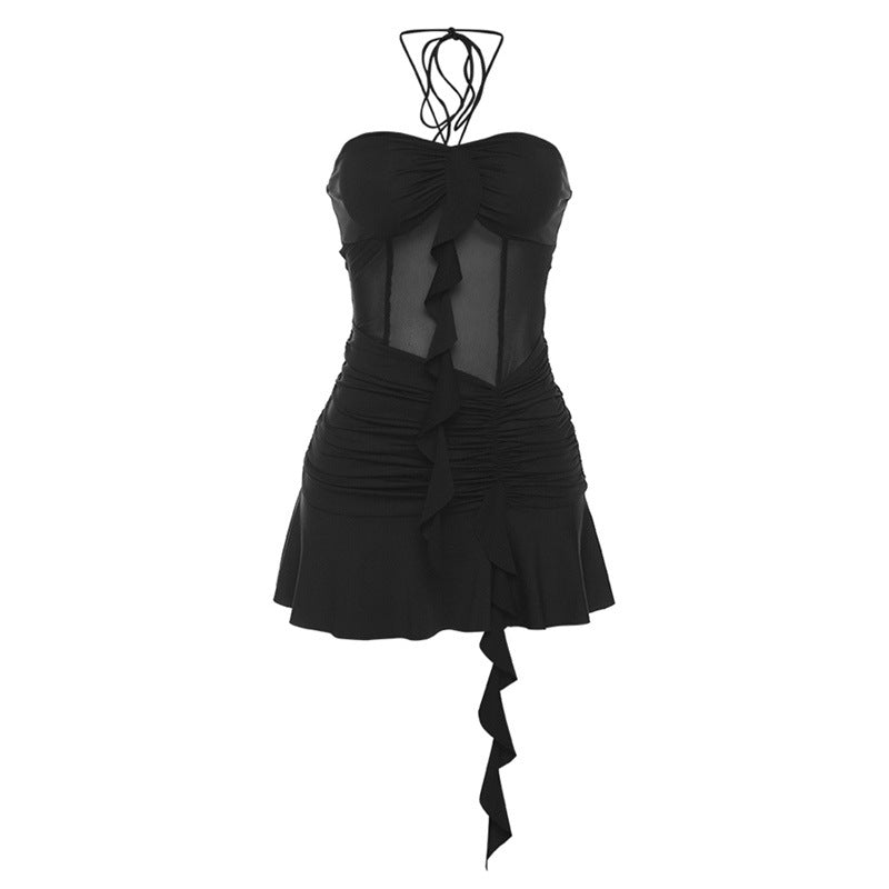 Summer Women Clothing Solid Color Sexy See Through Tube Top Halter Slim Fit Slimming Dress Women Bella Mia