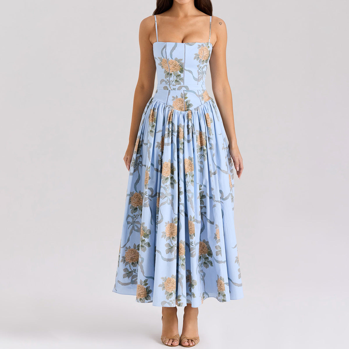 Sexy Printing Slip Dress Summer Slim Fit Backless Maxi Dress Elegant High Sense Summer Beautiful Dress Bella Mia