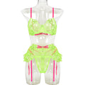 Women Clothing Embroidered Floral Exquisite Underwear Complex Process Sexy Contrast Color Three Piece Set Bella Mia