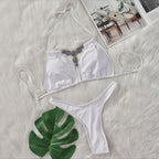 Bikini Crystal Diamond Split Women's Swimsuit Plain Tied Swimsuit Bella Mia