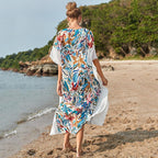 Wrinkle Solid Color Edge Robe Loose Dress Beach Sun Protection Clothing Swimsuit Bikini Cover Up Blouse Bella Mia