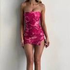 Summer Sexy Women Tube Top Printed Slim Hip Bag Split Short Dress Bella Mia