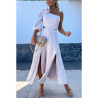 Spring Summer Cross-Shoulder Split Double Layer Dress Casual Party Satin Dress Bella Mia