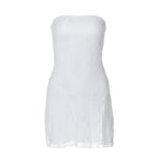 Women Tube Top Stitching Lace Slim Sexy Slit Short Dress Bella Mia