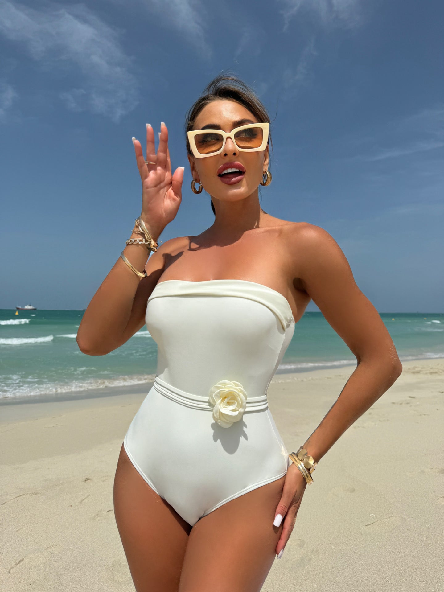One Piece Multi Wear Drawstring Strap Small Floral Swimwear Swimsuit Bikini Bella Mia