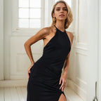 Spring Summer Simple Adult Lady like Woman Halter Dress Backless Midi Dress Bella Mia