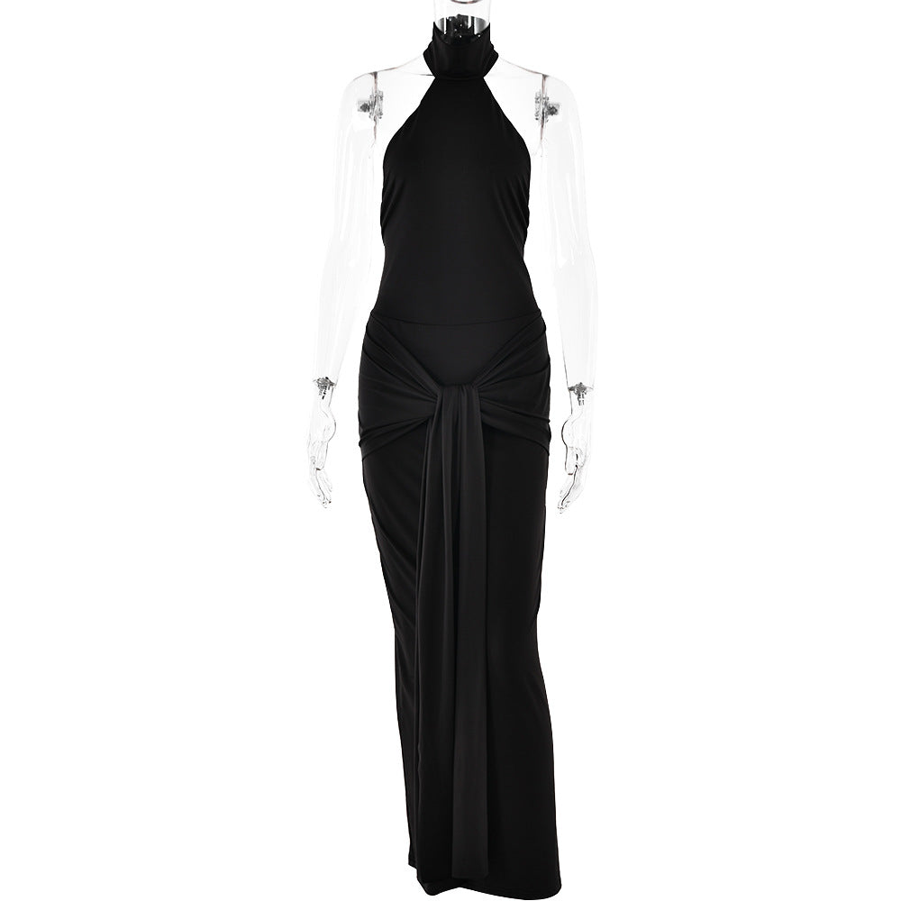Spring round Neck Tied Dress Women Sexy Backless Tight Dress Bella Mia