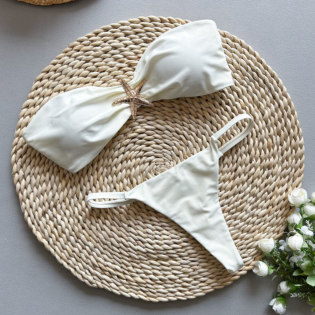 Bikini Sexy Bikini Solid Color Tube Top Split Women Swimsuit Swimsuit Women Bella Mia