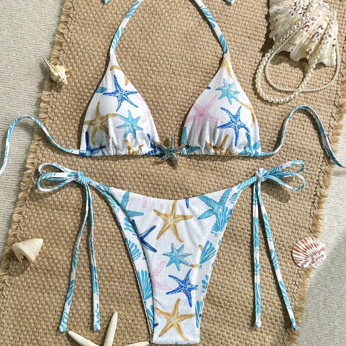 Bikini Printing Triangle Cup Starfish Sexy Bikini Swimsuit Swimwear Women Bella Mia