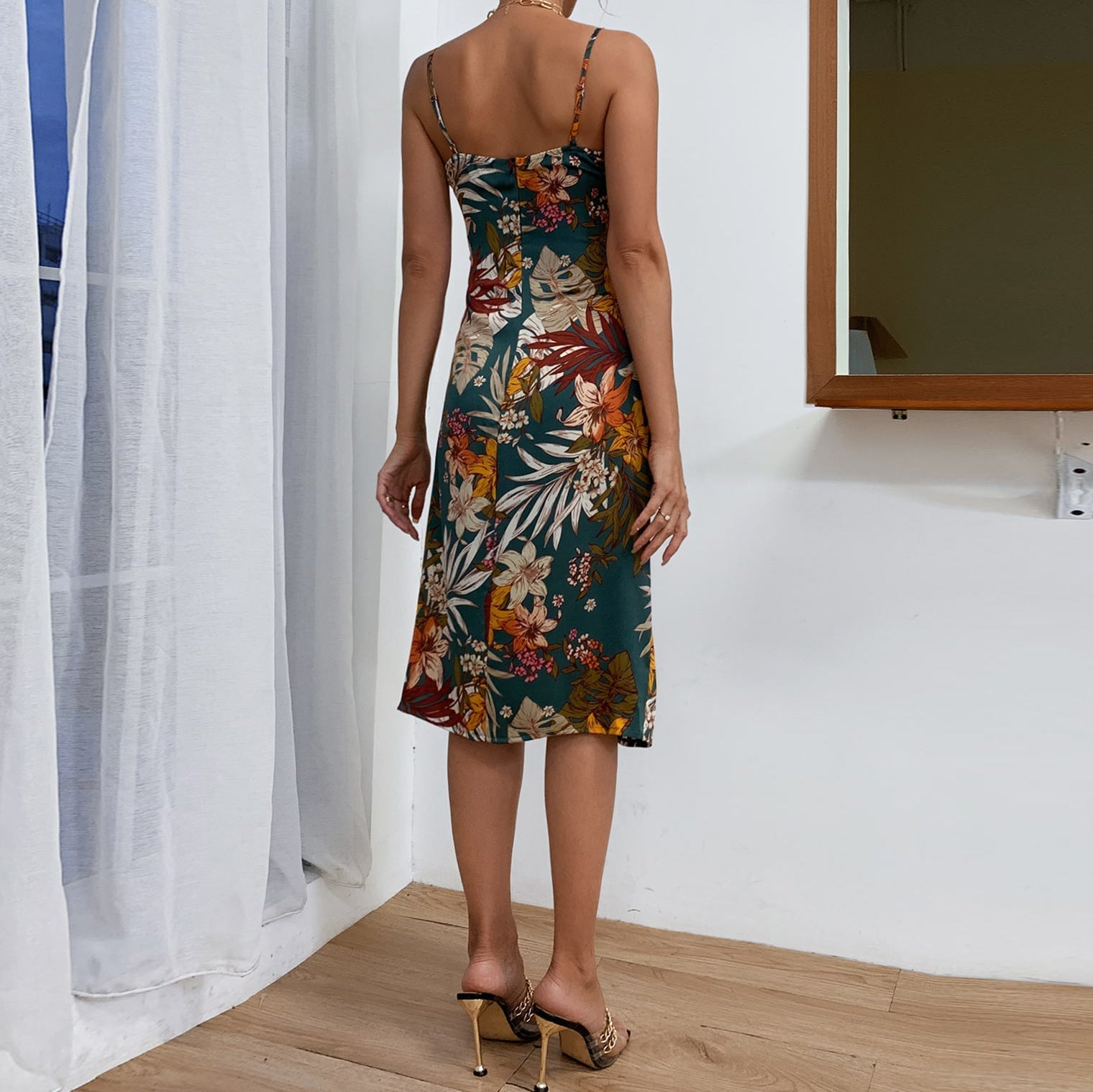 Strap Satin Split Dress Slim Fit Backless Satin Sexy Nightdress Women Dress Bella Mia