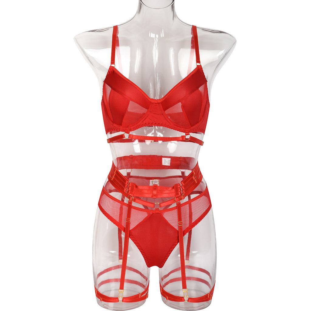 Sexy Match Sets Complex Heavy Craft Underwear Mesh Splicing Tape Leg Ring Bella Mia