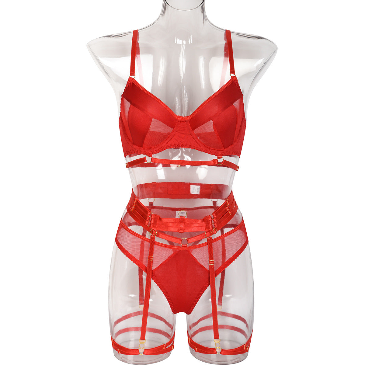 Sexy Match Sets Complex Heavy Craft Underwear Mesh Splicing Tape Leg Ring Bella Mia