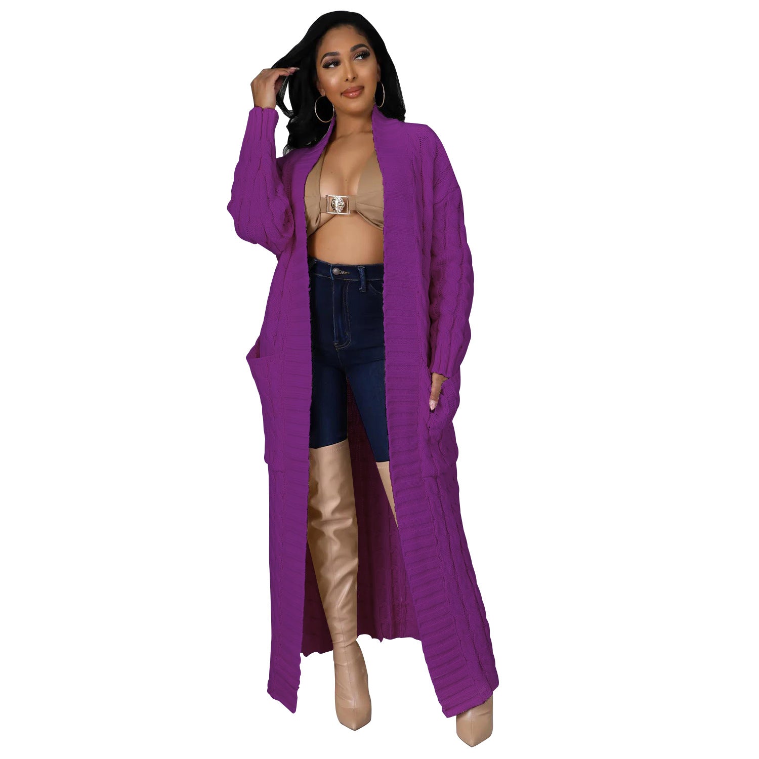 Autumn Winter Women Clothing Sexy Casual Long Sleeve Long Sweater Coat Bella Mia