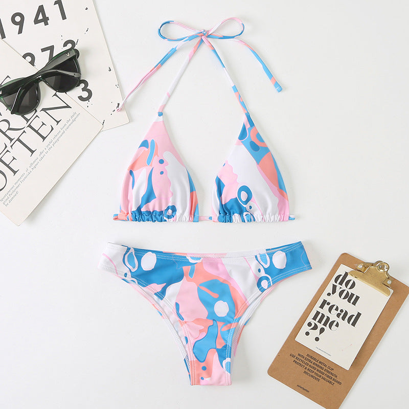 Women Split Sexy Digital Printing Lace up Bikini Swimsuit Swimwear Beach Swimwear Bella Mia