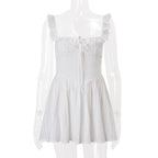 Women Clothing Summer French Sexy Square Collar Waist Controlled Sling Dress Bella Mia